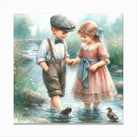 Little Boy And Little Girl Canvas Print