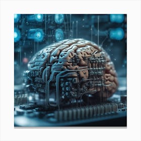 Brain On A Computer 5 Canvas Print