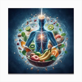 Human Body With Fruits And Vegetables Canvas Print