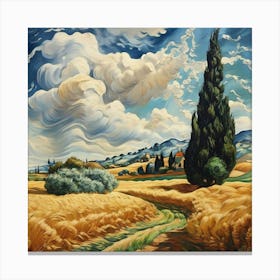 Wheat Field With Cypresses Art Print 0 Canvas Print