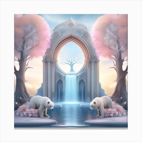 Polar Bears In The Forest Canvas Print