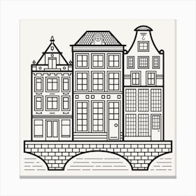 Amsterdam Canal Houses Travel Ladmark Canvas Print