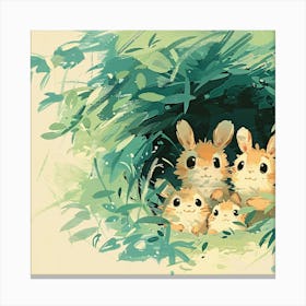 Rabbits In A Nest Canvas Print