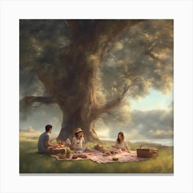 Friends Picnic In The Park Canvas Print