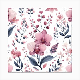 Scandinavian style,Pattern with pink Orchid flowers Canvas Print