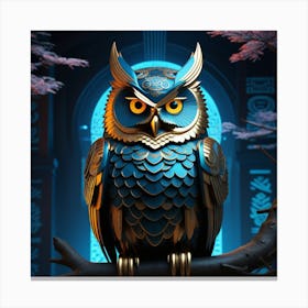 Owl On A Branch Canvas Print