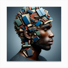 Man With Books On His Head Canvas Print