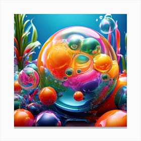 3d Bubbles Colors Dimensional Objects Illustrations Shapes Plants Vibrant Textured Spheric (17) Canvas Print