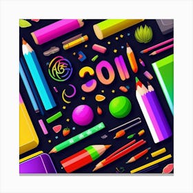 Colorful School Supplies Canvas Print