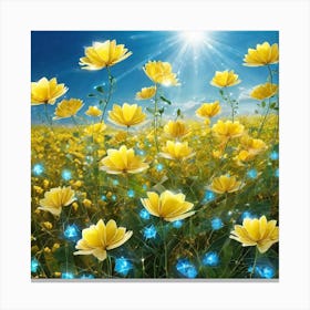 Yellow Flowers In A Field 24 Canvas Print