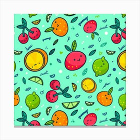 Doodle Fruit Pattern Canvas Print