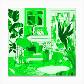 Abstract Broken Reality Bright Green Tones 1 Canvas Print