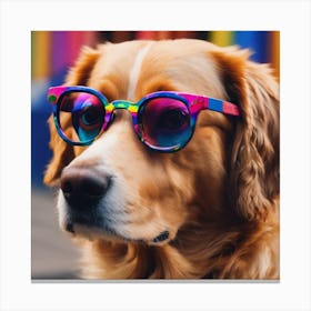 Golden Retriever Wearing Sunglasses Canvas Print