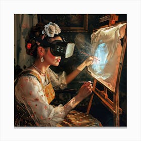 Digital Frida Series. Frida Kahlo Working With Virtual Reality. Canvas Print