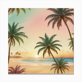 Tropical Beach Sunset Canvas Print