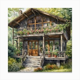 Cabin In The Woods 3 Canvas Print