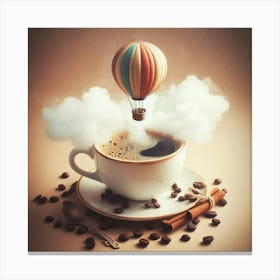 Coffee Cup With Hot Air Balloon Canvas Print