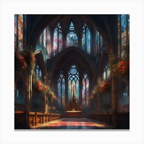 Cathedral Church Window Religion Glass Painting Architecture Flowers Construction Sacred Silence Canvas Print