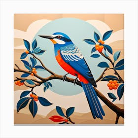 Mexican Muralism, Bird On a Branch, folk art, 137 Canvas Print