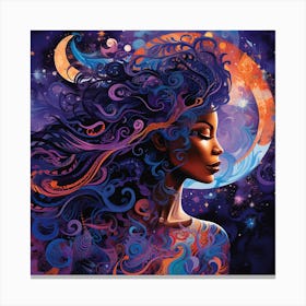 Moon And The Stars Canvas Print