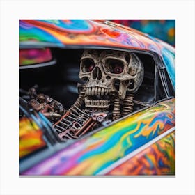 Psychedelic Biomechanical Freaky Scelet Car From Another Dimension With A Colorful Background 1 Canvas Print
