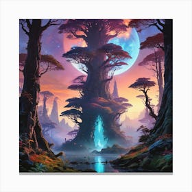 Cosmic Glowing Cosmic Forest Canvas Print