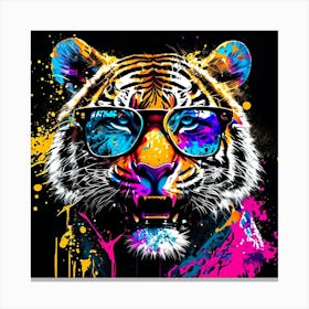 Tiger With Sunglasses Pop Art Canvas Print