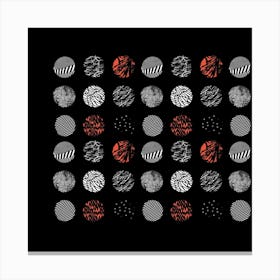 Black And White Circles Black And Multicolored Polka Dot Artwork Digital Art Canvas Print