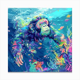 Chimpanzee Underwater Canvas Print