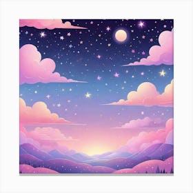 Sky With Twinkling Stars In Pastel Colors Square Composition 220 Canvas Print