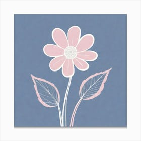 A White And Pink Flower In Minimalist Style Square Composition 93 Canvas Print