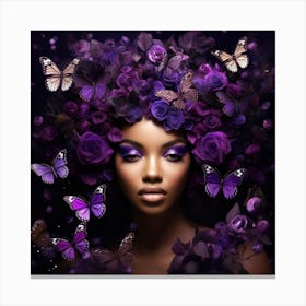 Purple Beauty With Butterflies 7 Canvas Print