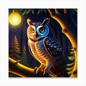 Owl In The Night Canvas Print