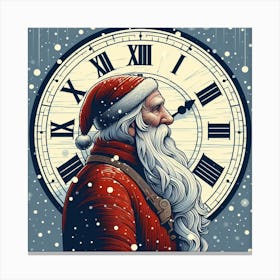 Santa Claus With Clock 1 Canvas Print