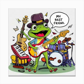 Frog With Guitar Canvas Print