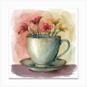 Flowers In A Teacup Canvas Print