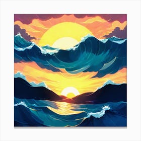 Sunset Over The Ocean 4 Canvas Print