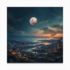 A beautiful landscape of the moon Canvas Print