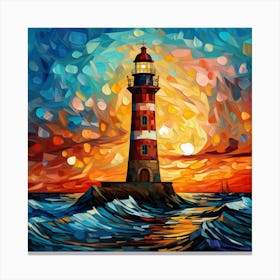 Lighthouse At Sunset 14 Canvas Print