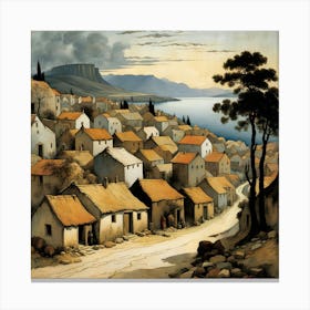 Village By The Sea Canvas Print