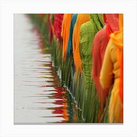 Indian Women In Colorful Saris Canvas Print