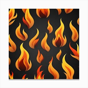 Flames On Black Background 36 Canvas Print