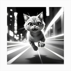 Cat Running In The City 1 Canvas Print