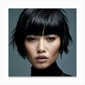 Asian Woman With Short Hair 2 Canvas Print