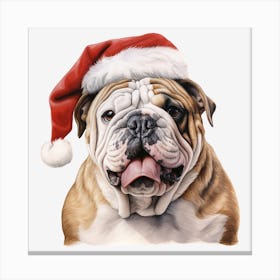 Bulldog Santa Hat 2 Canvas Print