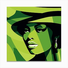 Portrait Of A Woman In A Green Hat Canvas Print