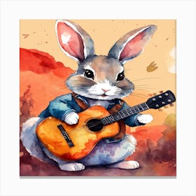 Rabbit Playing Guitar Canvas Print