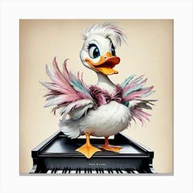 Duck On Piano Canvas Print