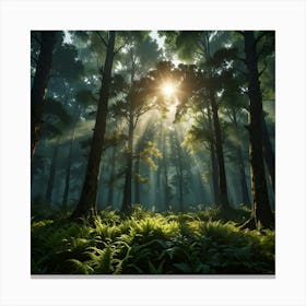 Ferns In The Forest 5 Canvas Print