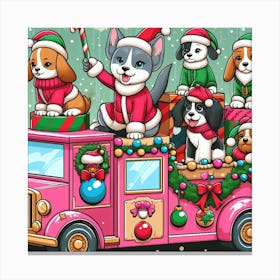 Santa'S Dogs Canvas Print